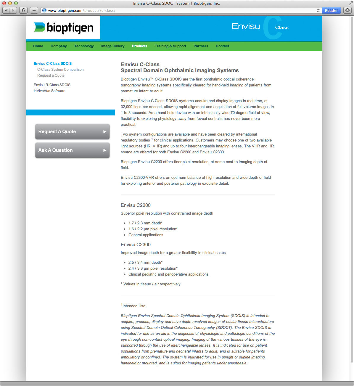 Bioptigen Website